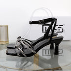 Rhinestone Summer Sandals with High Heels