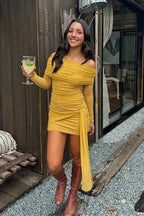 Strapless Backless Long Sleeve Bodycon Mini Dress - Strapless Backless Mini Dress