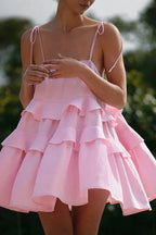 Sleeveless A-Line Backless High Waist Mini Dress with Straps