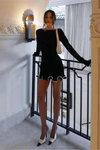 Elegant Slim Fit Mini Dress with Long Sleeves