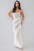 Nevah White Lace Frill Maxi Dress