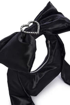 Satin Bow Rhinestone Heart Buckle Armpit Bag