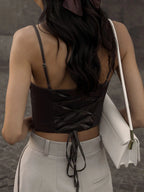 Satin Lace Up Corset Top