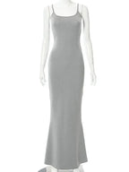 Spaghetti Strap Scoop Neck Mermaid Bodycon Maxi Dress
