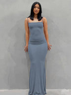 Spaghetti Strap Scoop Neck Mermaid Bodycon Maxi Dress