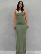 Spaghetti Strap Scoop Neck Mermaid Bodycon Maxi Dress