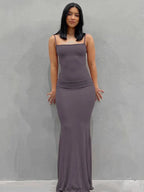 Spaghetti Strap Scoop Neck Mermaid Bodycon Maxi Dress
