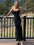 Spaghetti Strap Scoop Neck Mermaid Bodycon Maxi Dress