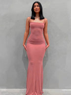 Spaghetti Strap Scoop Neck Mermaid Bodycon Maxi Dress