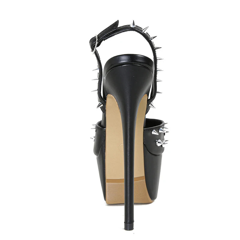 Metal Rivet Back Buckle Strap Platform Sandals for Women