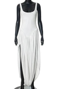 Sleeveless High Waist Mini Dress with Elegant Slit