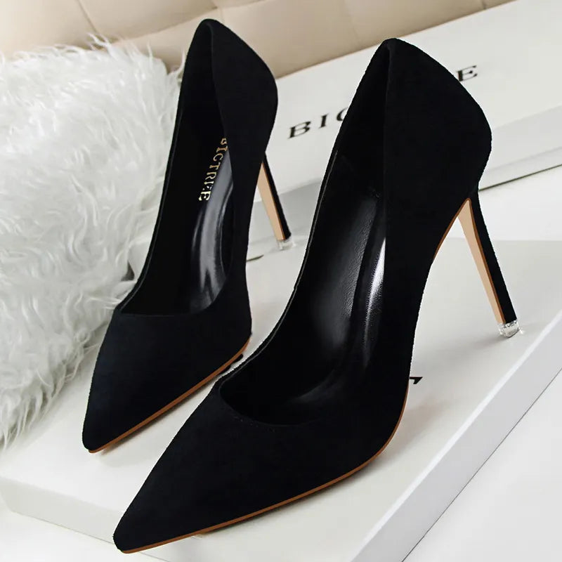 Suede High Heel Pumps - Fashionable Office and Party Shoes