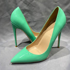 Green Patent Women Pointy Toe High Heels