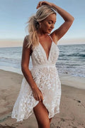 Spaghetti Strap V-Neck Backless Mini Dress