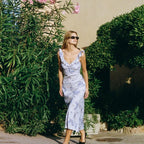 Floral Ruffle Halter Backless Maxi Dress