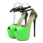 Rivet Peep Toe 16.5CM Stiletto Women Sandals with Ankle Lace Up