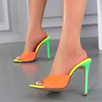 Pointed Toe Mule High Heels Pumps Stripper Slipper for Summer