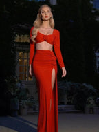 Afare 3D Flower Ruched Set Dress