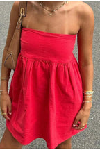 Strapless Sleeveless Patchwork Loose High Waist Mini Dress