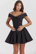 Off-Shoulder Mini Dress with Spaghetti Straps
