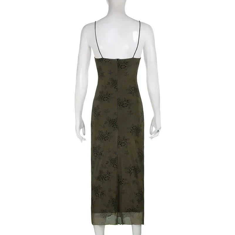 Bianca Minimalist Vintage Floral Lace Dress with Sheer Overlay Chic Silhouette Collection