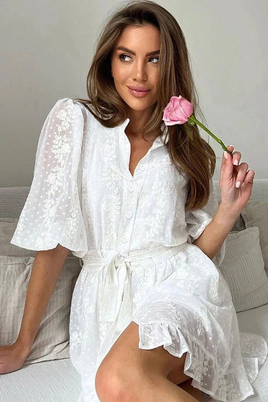Patchwork Loose Mini Dress with Lace Up Detail