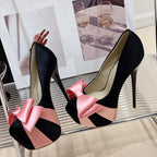 Butterfly-knot Platform Pumps Women Ultra High Stiletto Heels