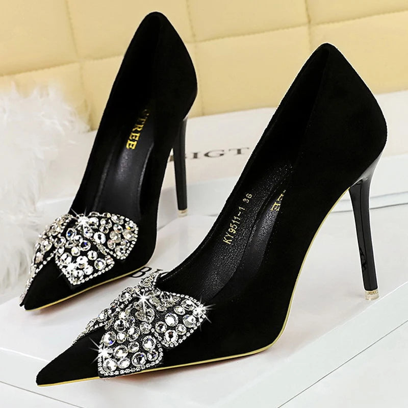 Rhinestone Bowknot High Heel Party Pumps for Women