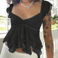 See-Through V Neck Tank Crop Top