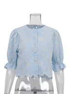 Bleue Eyelet Top