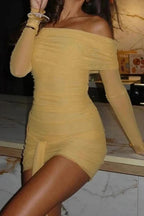 Strapless Backless Long Sleeve Bodycon Mini Dress - Strapless Backless Mini Dress