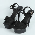Red High Heels Platform Sandals with Fashion Buckle Strap for Women