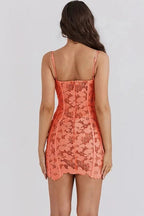 Backless Bodycon Mini Dress with Lace Detail