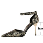 Rhinestone Women Pumps with Pointed Toe and Stiletto Heels