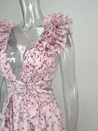 Valentina Floral Dress with Cut Out Ruffle
