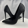 Black Satin Sexy Pointe Toe High Heel Dress Shoes for Women