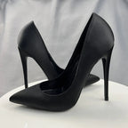 Black Satin Sexy Pointe Toe High Heel Dress Shoes for Women
