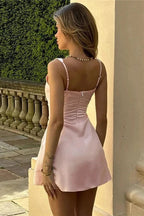 Sleeveless A-Line Bodycon Mini Dress with Square Collar