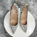 Leopard Print Side Curl Cut Pointy Toe High Heel Shoes for Women