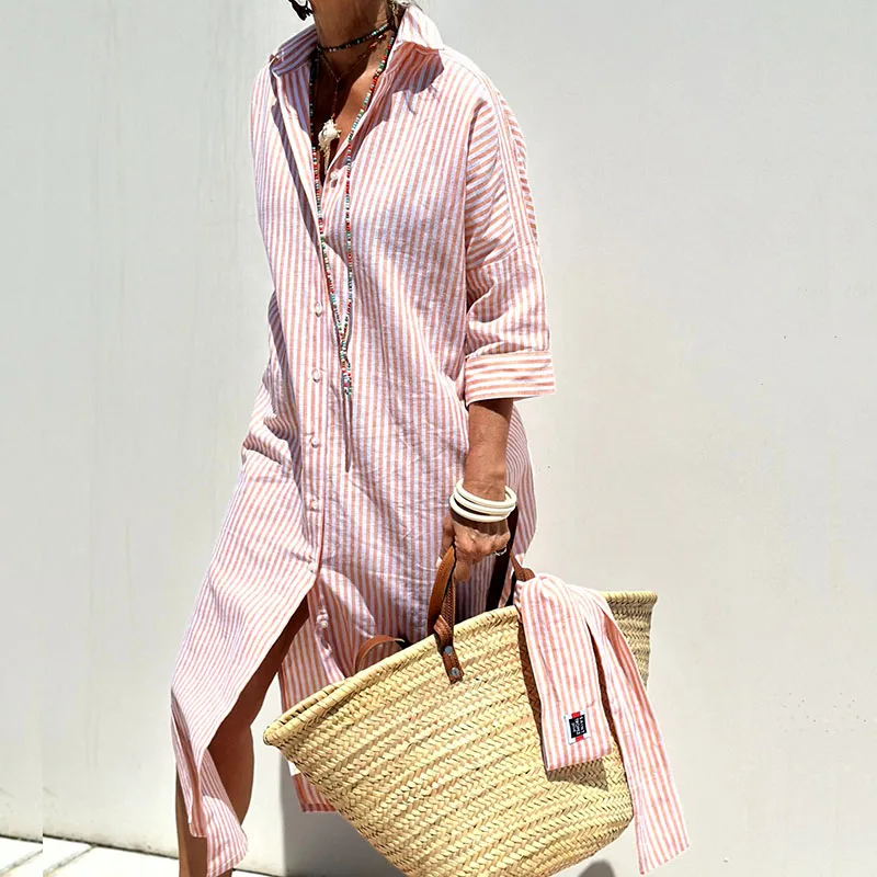 Abigail Chic Striped Shirt Dress Premium Wardrobe Essential
