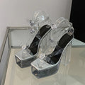 Buckle Bowknot Transparent Sandals with Clear Platform for Women