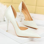 Black Leather High Heel Pumps for Women - Fashionable Wedding Shoes