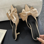 Butterfly-knot Low Heels Woman Pumps Pointed Toe Shallow Shoes