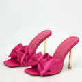 Orange Silk Butterfly-knot High Heels Women Slippers