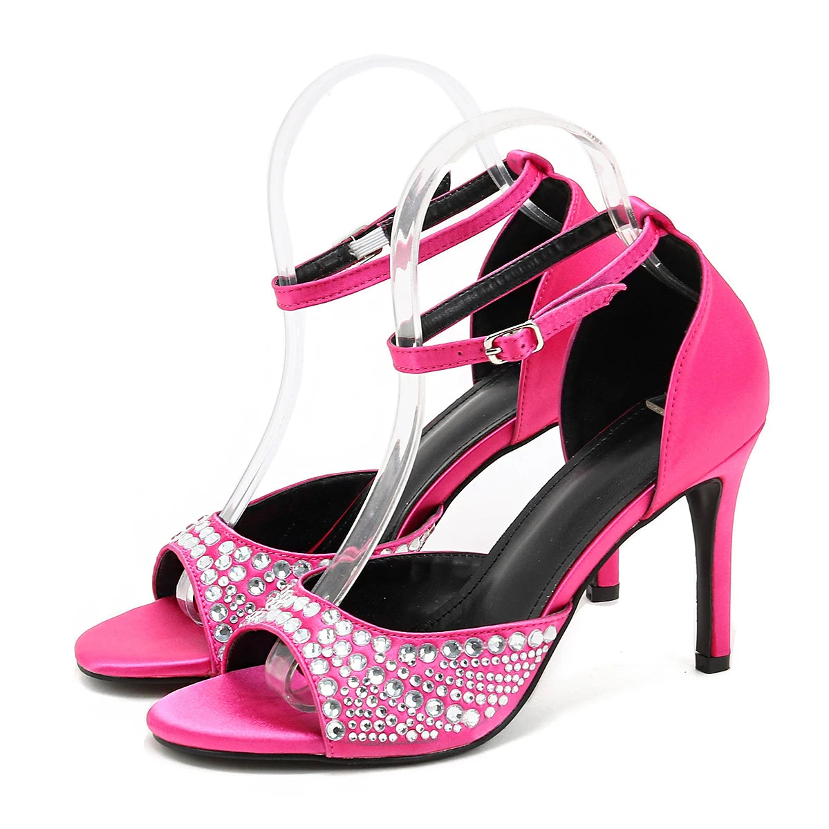 Crystal Silk Sandals Women Thin Heels for Summer Prom Party