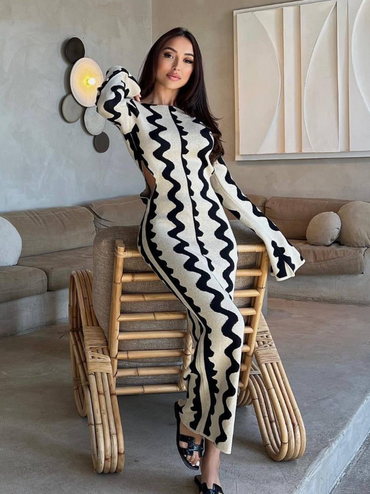 Ximena Premium Long Sleeve Knitted Maxi Dress Wardrobe Essential