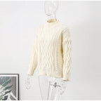 Thick Twisted Sweater Women Autumn Long Sleeve O-neck Female Knitted Pullover Solid Casual Loose Lady Kintwear Tops
