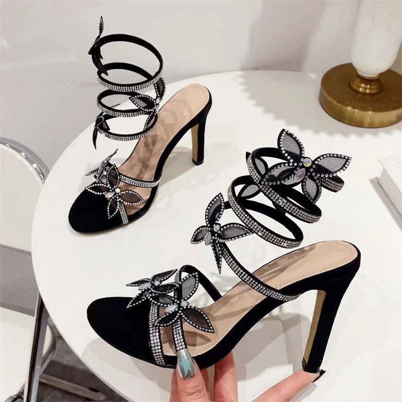 Peep Toe Butterfly Thin Heels Sandals for Women