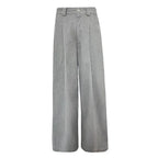 Gray Vintage Suit Pants for Women Oversized Elegant Korean Fashion Slack Classic Trousers Office Ladies Palazzo Loose