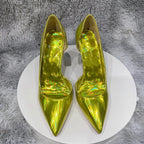 Gold Sparkle Shiny Pointy Toe High Heel Shoes for Women